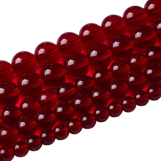 182pcs 4mm Smooth Garnet Red Glass Crystal Round Loose BeadsFor Jewelry Making DIY Bracelet Necklace Accessories 32" 2 Strand