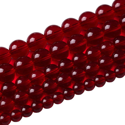 Smooth Garnet Red Glass Crystal Round Loose BeadsFor Jewelry Making DIY Bracelet Necklace Accessories 10mm 40pcs 15" Strand (Garnet Red Glass, 10mm)