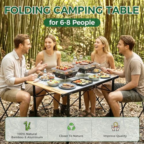 Camping Table Folding Portable Table Aluminum Roll Up Lightweight Foldable Large Camp Table for Indoor Outdoor Picnic Backyard