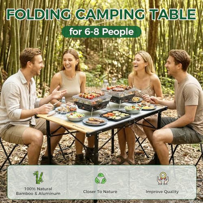 Camping Table Folding Portable Table Aluminum Roll Up Lightweight Foldable Large Camp Table for Indoor Outdoor Picnic Backyard