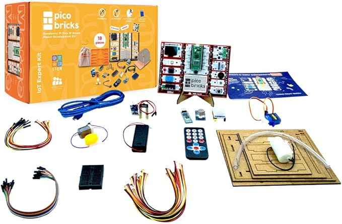 Picobricks Raspberry Pi Pico W Starter Kit with 12 Detachable Sensors and Extensive Learning Guide, Raspberry Pi Kit, Raspberry Pi Starter Kit, DIY Coding Kit