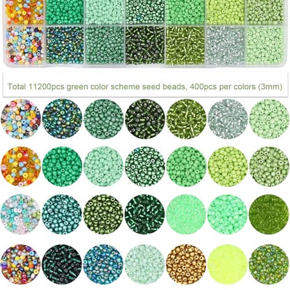 11200pcs Glass Seed Beads for DIY Crafting Bracelet Necklace Embroidery Jewelry Making Supplies (11200 Count)