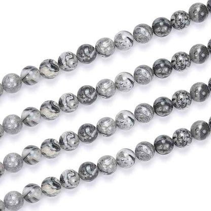 70pcs Adabele Natural Landscape Jasper Healing Gemstone 10mm (0.39 inch) Round Loose Beads Gem Stone Spacer for Craft Jewelry Making GF19-10
