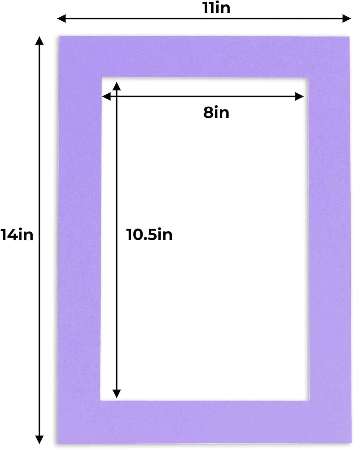 11x14 Mat for 8.5x11 Photo - Precut Light Purple Picture Matboard for Frames Measuring 11 x 14 Inches - Bevel Cut to Display Art 8.5 x 11 Inches - Acid Free ONE MAT with Backing Board & Clear Bag