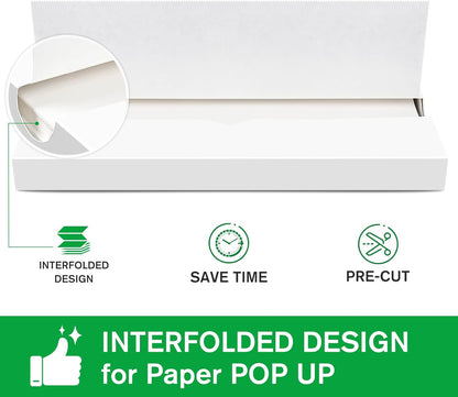 Precut POP UP Deli Paper Sheet Pack of 200, Interfolded Heavy Paper for Food Wrap and Serving (12" x 10-1/2", White）