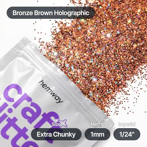 Craft Glitter Bronze Brown Holographic 100g Extra Chunky Glitter (3.5 Ounce)