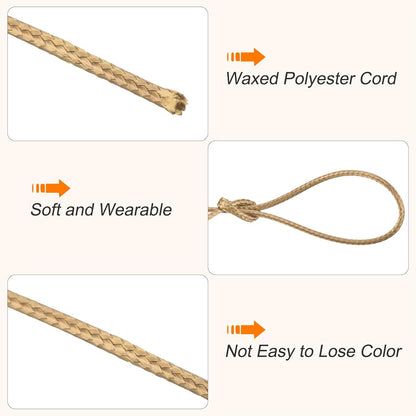 MECCANIXITY Waxed Cord 1mm Waxed Polyester Cord 175 Yard Wax String for Bracelet Making,Necklaces, Beading,Jewelry Making and DIY Crafts(Khaki)