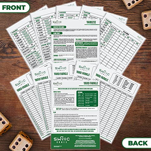 Games® 5 Big Premium Laminated Yardzee & Farkle Score Cards