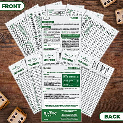 Games® 5 Big Premium Laminated Yardzee & Farkle Score Cards