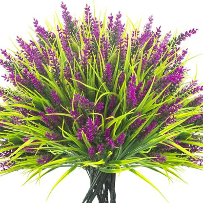 20 Bundles Artificial Plants Outdoor Fake Monkey Grass with Flowers (20 Count)