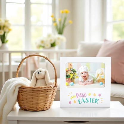Kate & Milo My First Easter Picture Frame, Baby Keepsake Holiday Photo, Display Gift For Infant, Nursery Decor Tabletop White, Spring Time Present