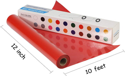 guangyintong Heat Transfer Vinyl Red HTV Rolls, 12" x 10ft Red Iron on Vinyl for T-Shirts, Matte Surface Red HTV Vinyl for All Cutter Machine Easy to Cut & Weed for Heat Vinyl DIY Design