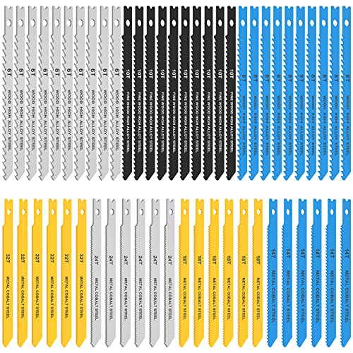 54Pcs Jig Saw Blade Set High Carbon Steel Assorted Saw Blades with U