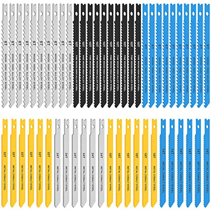 54Pcs Jig Saw Blade Set High Carbon Steel Assorted Saw Blades with U
