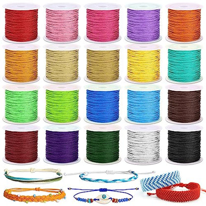 20 Rolls Wax String for Bracelet Making (1500 Foot)