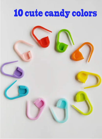 JOSDIOX 60-Piece Crochet Knitting Markers - Locking Stitch Pins, Plastic Safety Pins, Weave Stitch Counter for Clips Yarn (10 Colors)