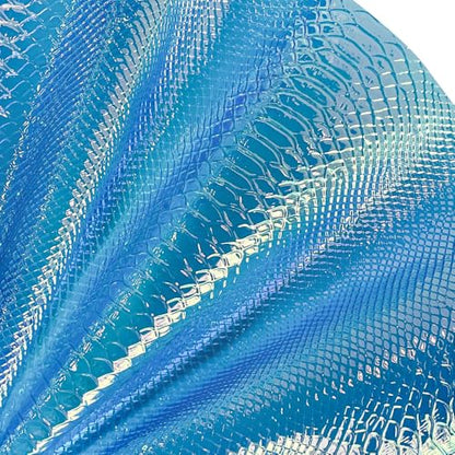 Iridescent Transparent Embossed Vinyl Holographic Blue Clear PVC Vinyl Craft Fabric 16"×54" for Sewing DIY Projects