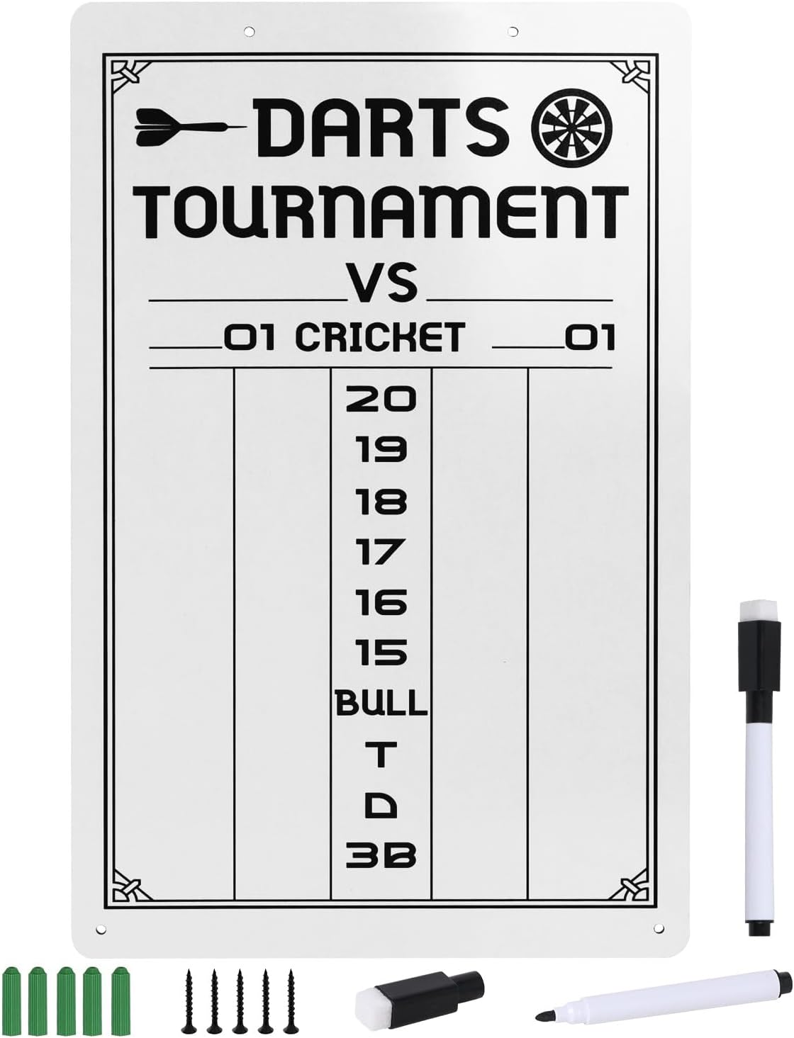 Dart Scoreboard-Dry Erase Scoreboard for Cricket and 01 Games, Dart Board Accessories with 2 Dry Erase Makers(15.3 x 9.8 inches)