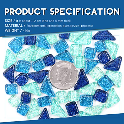 1Ib Glass Mosaic Tiles Pieces Stained Glass for Crafts (15.87 Ounce)