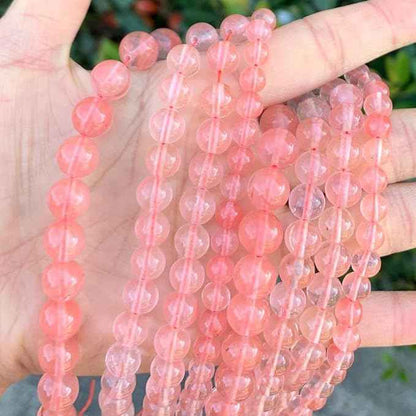 45pcs Synthetic Red Cherry Quartz Healing Gemstone 8mm (0.31 inch) Round Loose Beads Gem Stone Spacer for Craft Jewelry Making GF26-8