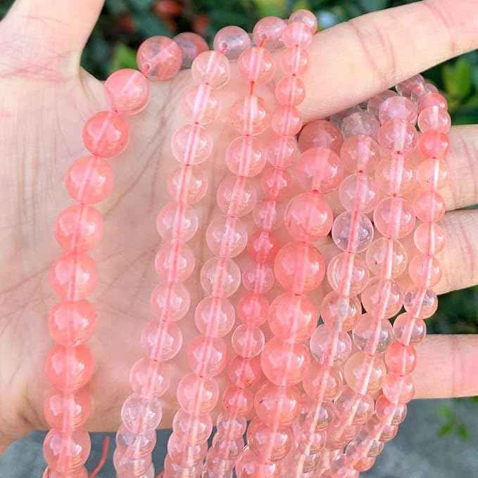 35pcs Synthetic Red Cherry Quartz Healing Gemstone 10mm (0.39 inch) Round Loose Beads Gem Stone Spacer for Craft Jewelry Making GF26-10