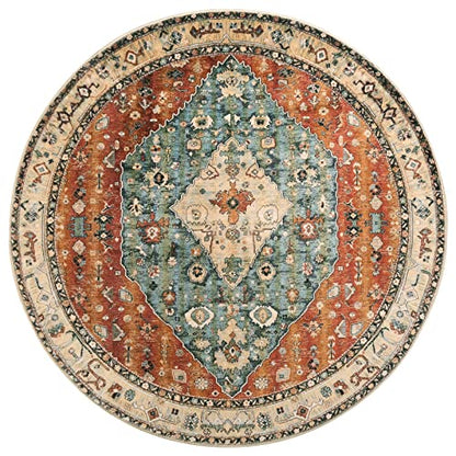 Felice Boho Tribal Round Rugs 6ft Washable Living Room Area Rug