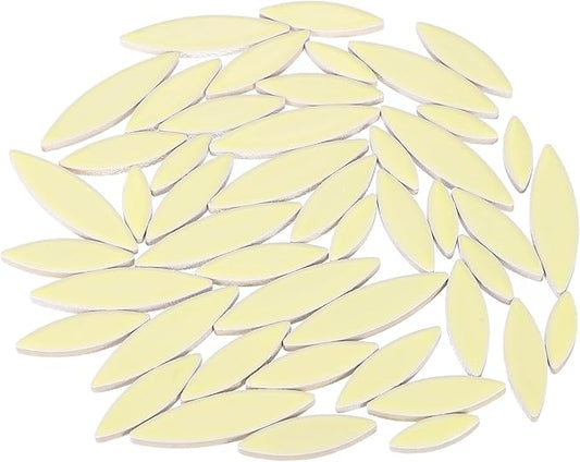 uxcell Ceramic Mosaic Tile, About 200g Teardrop Leaf Tile Mosaic Block for Handicrafts Artwork, Lemon Yellow