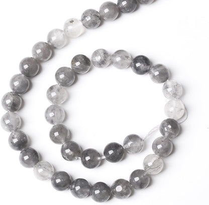 45pcs 8mm Natural Grey Cloud Crystal Stone Beads for Jewelry Making Energy Healing Power Stone Beads DIY Bracelet Necklace Accessories 15"(8mm, Grey Cloud Crystal)