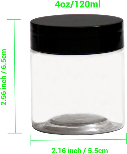 4 oz Plastic Jars with Lids,8 Pack Wide-mouth Clear Storage Containers, Empty Round Clear Plastic Jars with Lids and labels for Body Butter, Bath Salt, Slime and Beauty Products