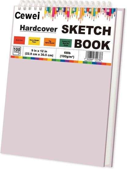 Cute Sketch Book for Kids Ages 8-12 Girls, 1 Pack-100 Sheets Purple Sketch Book 9x12, 68lb/100gsm Cute Sketchbook for Girls, Spiral Sketch Pads for Drawing, Art Supplies for Teens. - Crafty Corner