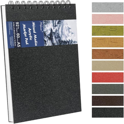 8.3x5.8 Sketch Book, Top Spiral Bound Sketch Pad, 60sheets 92lb/150gsm Bright White Paper, Acid-Free Mixed Media Paper for Painting, Dawing & Art Supplies. B-Black - Crafty Corner