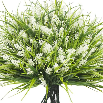 20 Bundles Artificial Plants Outdoor Fake Monkey Grass with Flowers (20 Count)