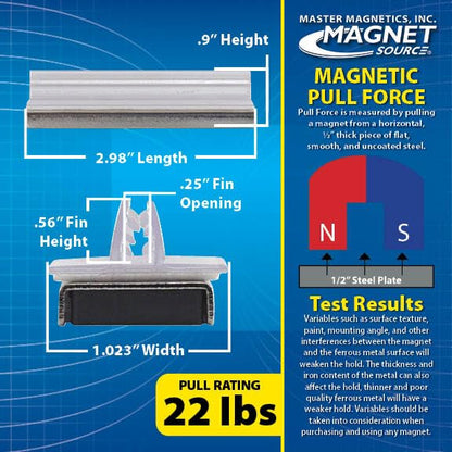 Master Magnetics Magnetic Sign Holder Pack - Magnetic Sign Holders for Door Frames, Metal Shelves, Whiteboards - Powerful Magnet - Retail EZ Grip Holder - 3" L x 1" W x 0.75" H - 5-Pack