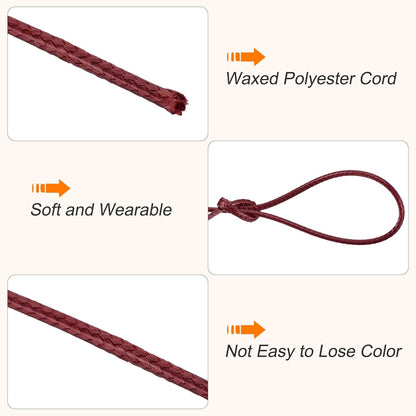 MECCANIXITY Waxed Cord 1.5mm Waxed Polyester Cord 175 Yard Wax String for Bracelet Making,Necklaces, Beading,Jewelry Making and DIY Crafts(Dark Red)