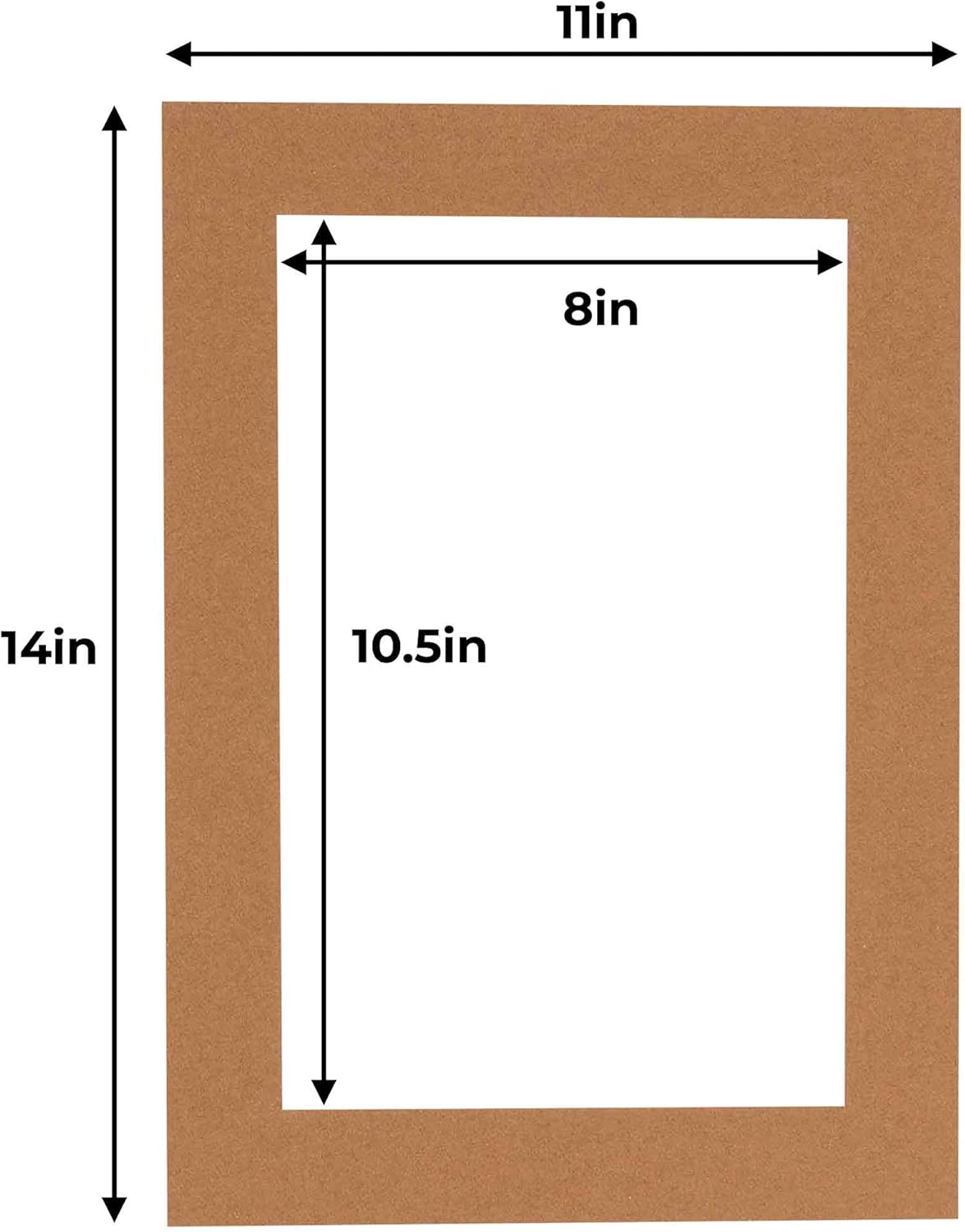 11x14 Mat for 8.5x11 Photo - Precut Aged Oak Brown Picture Matboard for Frames 11 x 14 Inches - Bevel Cut to Display Art 8.5 x 11 Inches - Acid Free Pack of 25 MATS with Backing Boards & Clear Bags