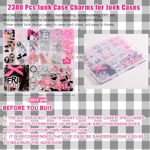 2380 Pcs Junk Phone Case Charms Kit for Customizing DIY Cases