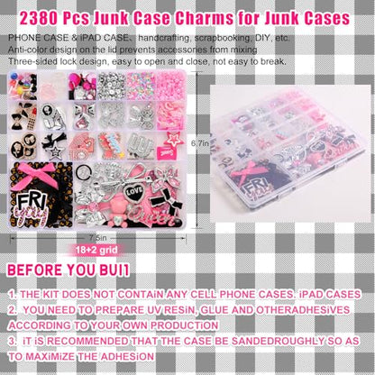 2380 Pcs Junk Phone Case Charms Kit for Customizing DIY Cases