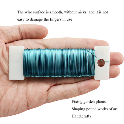 HAHIYO 26Gauge Blue Metal Floral Wire - 1 Roll, 38 Yards (115 Feet) - Flexible Paddle Wire for Craft, Christmas Wreath, Flower Arrangement, Bouquet Wrapping, Wedding, DIY