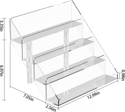 PecMuikee Greeting Card Display, 4 Tiers Clear Acrylic Sticker Display Stand for Vendors Retail, Display Photo Stand for Counter Tabletop Display Supplies, 2 Sets