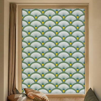 Art Deco Geometric Pattern Stained Glass Window Film 17.7'' x 78.7''