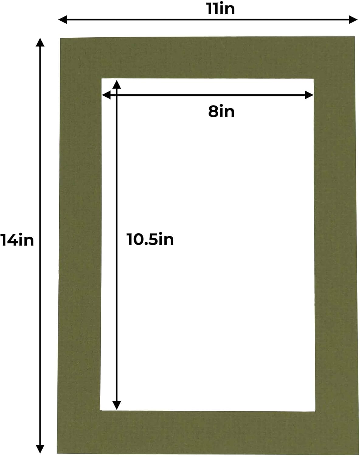 11x14 Mat for 8.5x11 Photo - Precut Dill Green Picture Matboard for Frames Measuring 11 x 14 Inches - Bevel Cut Matte to Display Art Measuring 8.5 x 11 Inches - Acid Free Pack of 100 MATS
