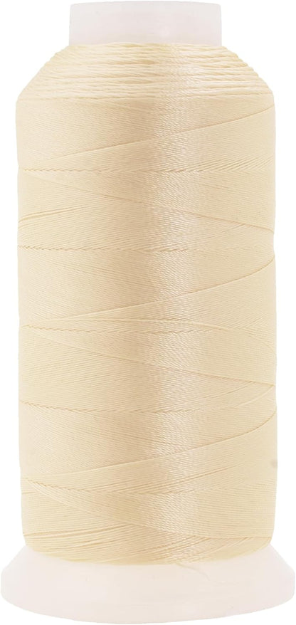 Mandala Crafts Ivory Heavy Duty Thread -1500 Yds Tex 90 Thread for Sewing Drapery Jeans Leather Hair - Bonded Polyester Thread Outdoor Marine Upholstery Threads