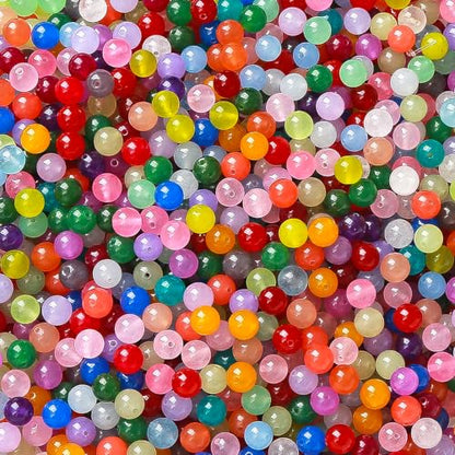 100PCS 6mm Natural Colorful Chalcedony Stone Beads Round Loose Spacers Beads for DIY Bracelet Necklace Earrings Jewelry Making
