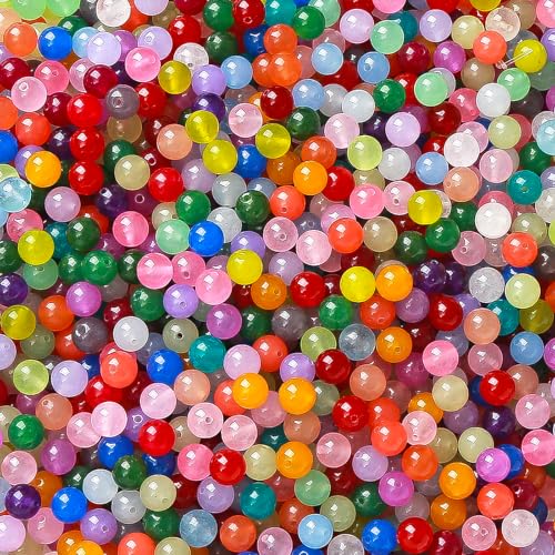 100PCS 8mm Natural Colorful Chalcedony Stone Beads Round Loose Spacers Beads for DIY Bracelet Necklace Earrings Jewelry Making