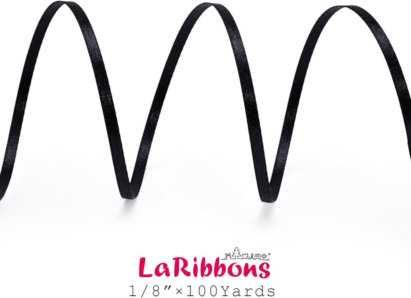 LaRibbons Black Satin Ribbon 1/8 Inch 100 Yards Thin Luxury Double Faced Red Silk Ribbon for Flower Bouquet Crafts Gift Wrapping Bow Christmas Decoration - Crafty Corner