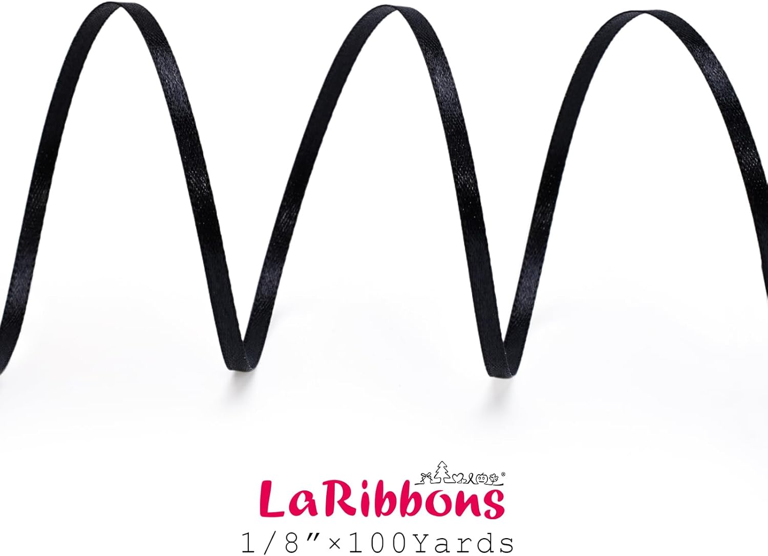 LaRibbons Black Satin Ribbon 1/8 Inch 100 Yards Thin Luxury Double Faced Red Silk Ribbon for Flower Bouquet Crafts Gift Wrapping Bow Christmas Decoration - Crafty Corner