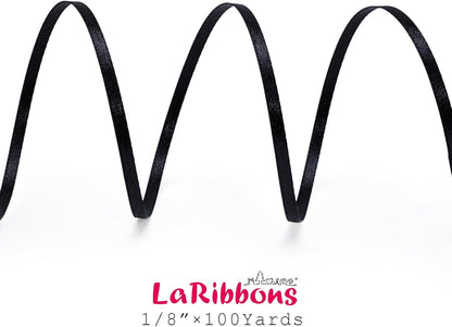 LaRibbons Black Satin Ribbon 1/8 Inch 100 Yards Thin Luxury Double Faced Red Silk Ribbon for Flower Bouquet Crafts Gift Wrapping Bow Christmas Decoration - Crafty Corner