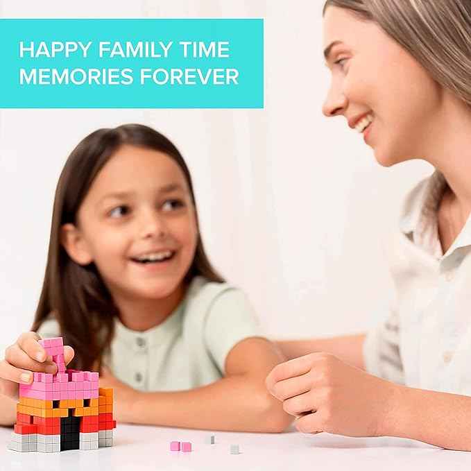PIXIO Tropic - Tiny Magnetic Blocks Building Toy in The Pixel Art Style with Free App - 5/16" Plastic Cubes with 6 Magnets Inside - Open Ended Toy - Creativity Toy for Ages 6+ - 60pcs