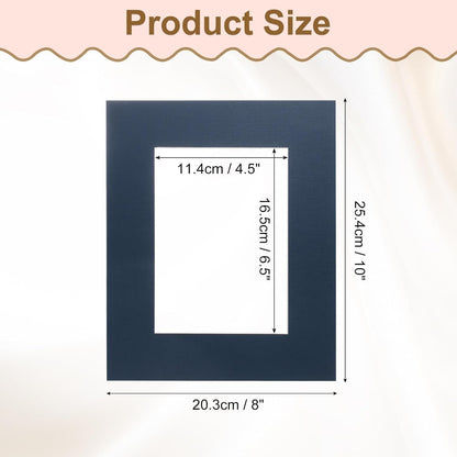uxcell Picture Mats, 8 x 10 Mat Board Center for 5 x 7 Pictures Acid Free White Core Bevel Cut Frame Mattes for Display Art Measuring, Dark Blue