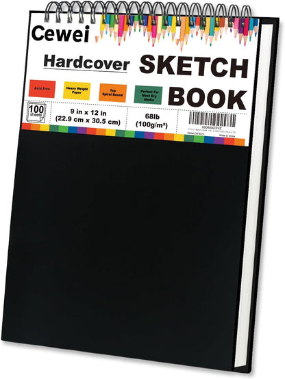 9" x 12" Sketch Book, Top Spiral Sketchbook, 100 Sheets Sketch Pad, (68 lb/100 GSM) Drawing Paper Pad, Drawing Pad for Kids, Artist Sketchbook for Drawing, Illustration & Art Supplies. - Crafty Corner